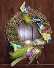 Türkranz Weidenkranz Frühling Weidenzweige Schleifen Vögel getrocknete Gräser