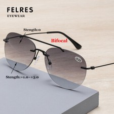 Herren Getönt Randlos Bifokal