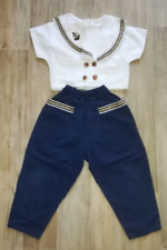 Matrosen Outfit Sommer Set 2 tlg. Hose + Bluse Blau/Weiß 100% Baumwolle 110 *TOP