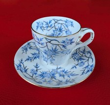 1885 Utzschneider Sarreguemines Sammeltasse Mokka Mocca Tasse Gold Blau Lorraine
