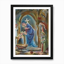 Krippe 4 Kunstdruck gerahmt Wandbild Poster Leinwanddruck Bild