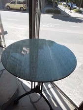 Bistrotisch Patras Tisch Marmorplatte Rund Garten Bistro Metallfuss schwarz 60cm