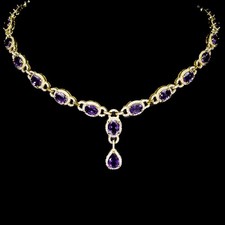 925 Sterlingsilber Halskette Oval Amethyst 9x7mm Natur Edelstein Schmuck 45.7cm