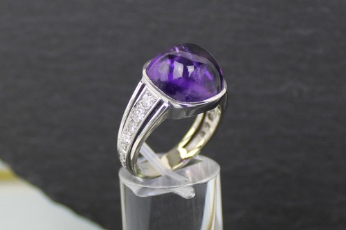 Amethyst diamond ring - amethyst, gold