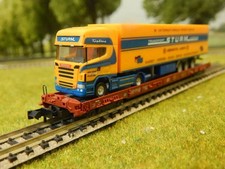 Fleischmann 8270 :  NIEDERFLURWAGEN ROLLENDE LANDSTRASSE MIT MB LKW SPUR N (15)