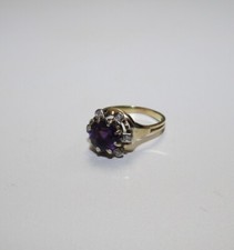 Antiker alter Goldring 585 GOLD 14 Karat Amethyst & 6 Diamanten Gr. 57 / 5,39 g