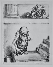 A. PAUL WEBER, Original Lithographie 1972, signiert, Dreck am Stecken