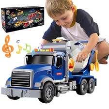 Betonmischer Spielzeug für Kinder mit Licht & Sound Baufahrzeug mit Handkurbel