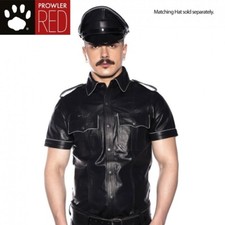 Prowler RED Police Hemd schwarz/grau paspeliert 100% Leder Classic Fit X-SMALL