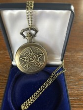 Taschenuhr mit Kette Sowjetunion / Russland - UdSSR / CCCP Hammer und Sichel Uhr