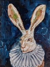 Rabbit portrait oil painting