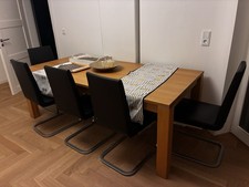 Rolf Benz Stuhl Set 8-teilig Echt Leder Schwarz Freischwinger Designer Stühle