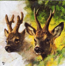 3 Servietten ~ Wilde Tiere, Hirsche, Porträts, RIEN Poortvliet ~ 33x33