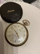 Stowa Taschenuhr 900 Silber Funktioniert Lederbeutel Halbmond Krone Punzen 81g 