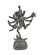 Bronze Figur Shiva Nataraja tanzend auf Dämon Asien Indien 19. Jh.