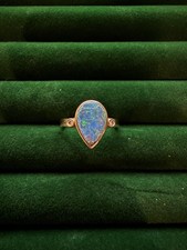 Yellow Gold Black Opal Doublet