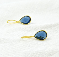 Blautopas Ohrringe Gold Blau Edelstein Ohrhänger Vergoldet Silber 925
