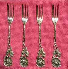 Hildesheimer Rose 835er Silber 4 Kuchengabeln Rosen Besteck