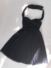 kurzes schwarzes Kleid Jersey + Tüll Neckholder 50er Jahre Stil S Vintage