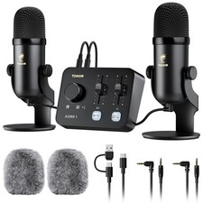 ASMR Equipment Bundle mit Audio Interface, Dual Kondensator Mikrofone mit Audio