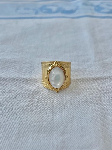 Vergoldete weiße perle oval - vergoldete,