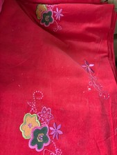 Baumwollcord, rot, bestickt