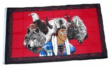 Flagge / Fahne Indianer mit Wolf & Adler Hissflagge 90 x 150 cm