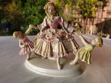 Porzellan Figur Ens Volkstedt Mutter mit 2 Kindern