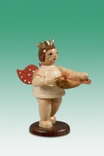 Holzengel Weihnachtsengel Engel mit Drehleier mit Krone / natur Höhe 6,5 cm NEU