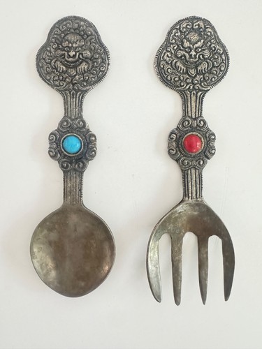 Antikes tibet besteck set - antikes,