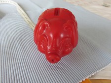 Sparschwein, Glücksschwein rot Plastik 1 z Autopolitur 60 er 70 er Jahre Sammler