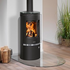 Justus Kaminofen Faro Top 2.0 Schwarz Glas-Abdeckplatte 6kW raumluftunabhängig