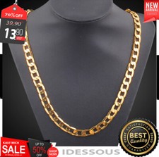 18k Goldkette 8MM Königskette extra dick Panzerkette vergoldet 50cm Herren Damen