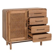 B-Ware Kommode MCW-M47, Rattan Akazie Massiv-Holz gebeizt 101x109x45cm 44kg