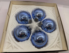 WEIHNACHTEN - Christbaum-Kugeln - blau - echt Glas - 5 Stück