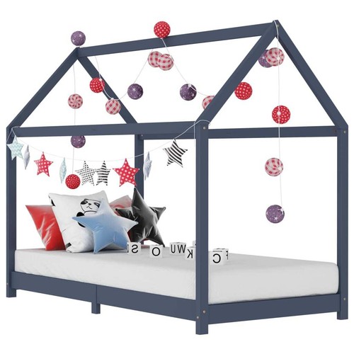 Kiefer massiv kinderbett grau - massiv,