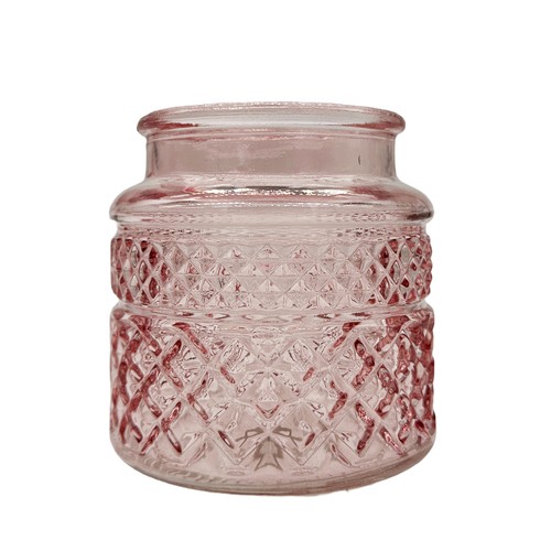 Glas vase rosa strukturiert - ,