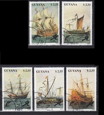 Historische Schiffe kompletter Satz Guyana barcos navires судов navi 1