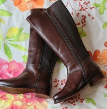 ?Echtleder Weitschaft Stiefel mit Elastikeinsatz braun 37 NEUmEtikett