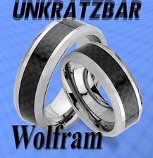 2 WOLFRAM TUNGSTEN RINGE mit CARBON EINLAGE Schwarz & GRAVUR GRATIS - JW6