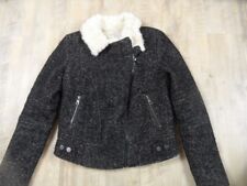 ZARA schöne kurze Wolljacke Bikerstil Kuschelfutter schwarz Gr. M TOP  KB1117