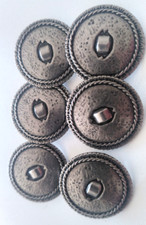 6 Trachtenknöpfe Jackenknöpfe Ösenknöpfe Zierknöpfe 29 mm Silber Metall Knöpfe