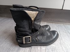 Sacha Boots Gr. 37 schwarz Fell Stiefel  Schuhe Stiefelette Biker Style
