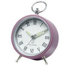 Design Funk-Wecker Retro-Lila Hintergrundbeleuchtung lautlosem Uhrwerk Metall