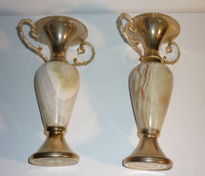 Paar = 2 Prunkvasen Vasen Pokale Marmor Onyx - je ca. 21 / 22 cm