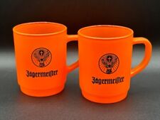 2x Jägermeister Tasse Kaffeebecher Becher orange Milchglas guter Zustand