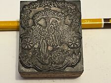 Hochzeitskutsche Brautpaar Stempel Bleisatz Druckstock Buchdruck Holz + Blei