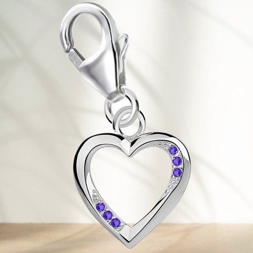 Lila zirkonia herz karabiner - zirkonia,