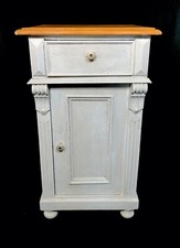 Weißes Nachtschränkchen Nachttisch Weichholz Beistelltisch Gründerzeit um 1890