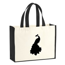 Jutetasche Pfau Silhouette